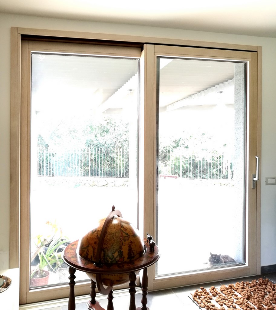 finestra co.serr alzante scorrevole in  alluminio-legno rovere sbiancato augusta